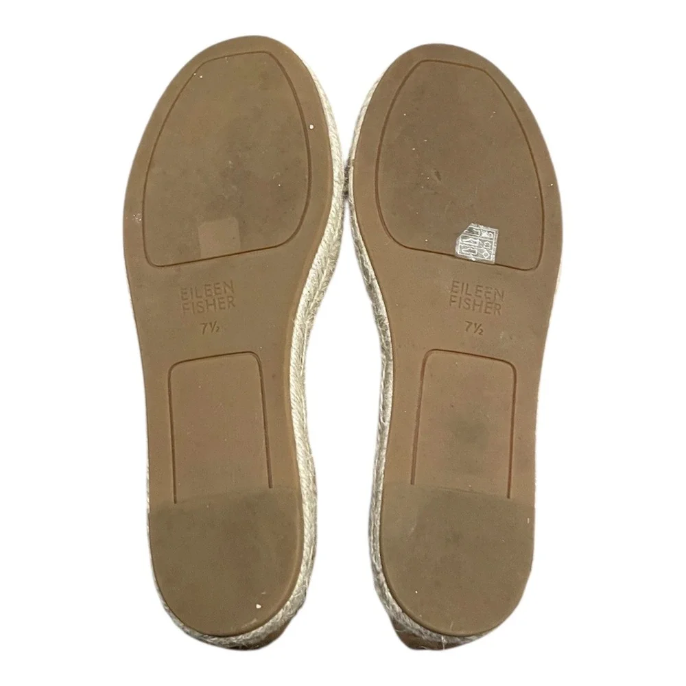 Eileen Fisher Women Tan Leather‎ Espadrille Ankle Strap Flat Sandals Size 7.5